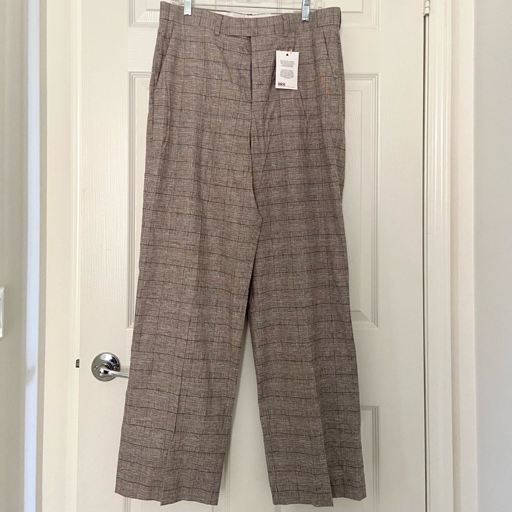 ASOS Design Wide Leg Plaid Trousers